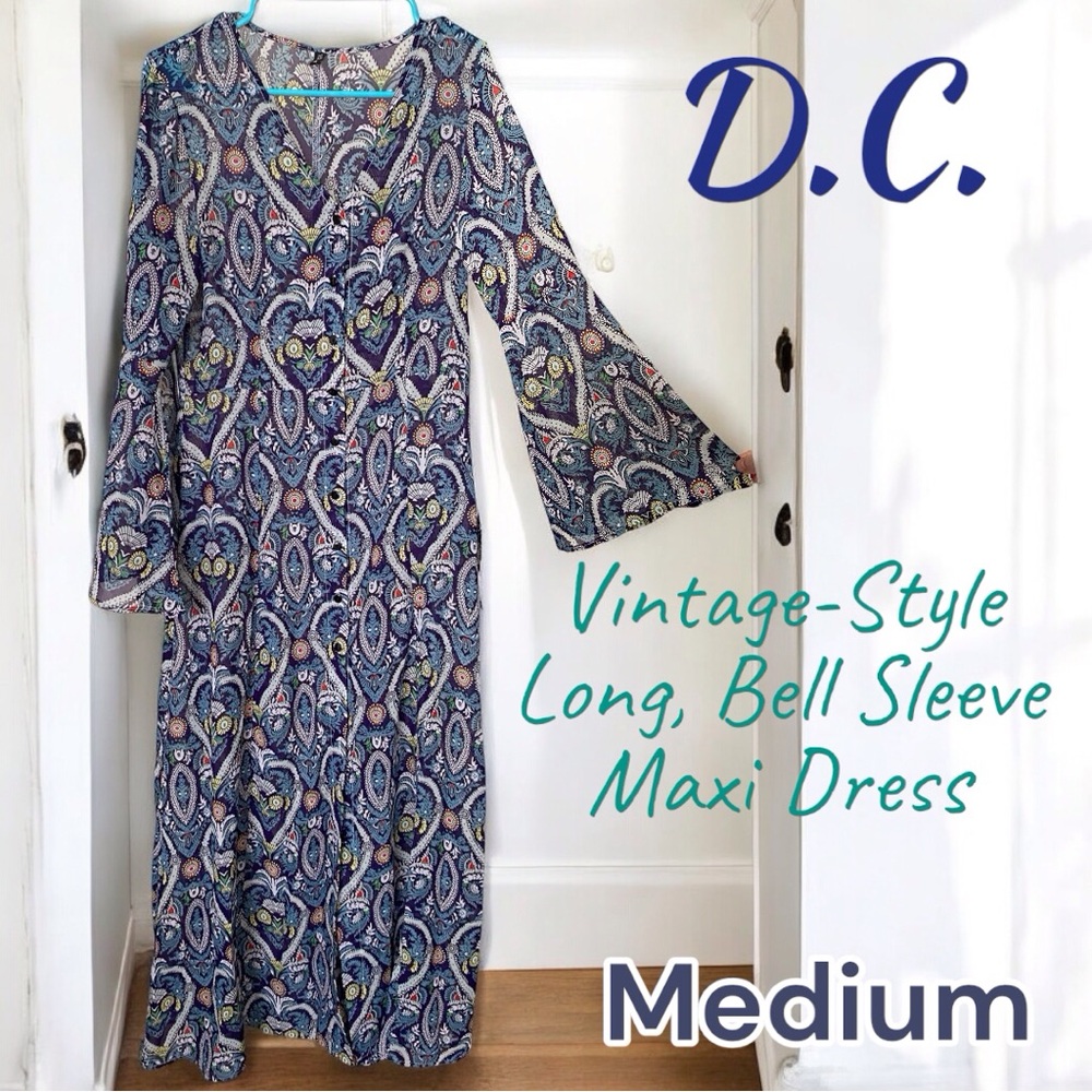 D.C. Long Bell Sleeve Maxi Dress Medium